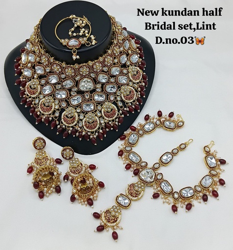 [SUBR010 Maroon] SUBR010 Maroon Kundan Bridal Jewellery Set for Bride