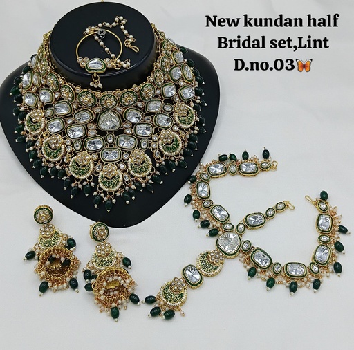 [SUBR010 Green] SUBR010 Green Kundan Bridal Jewellery Set for Bride