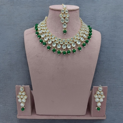 [SUNS0009 GREEN] SUNS0009 GREEN Kundan Choker Necklace Earring Jewellery set for Marriage