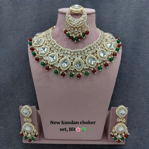 [SUNS0017 MULTI] SUNS0017 MULTI Kundan Choker Necklace Earring Jewellery set for Marriage