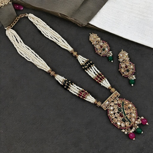 [SUNS0021 MULTI] SUNS0021 MULTI Copper Necklace & Earrings Jewellery set for Women